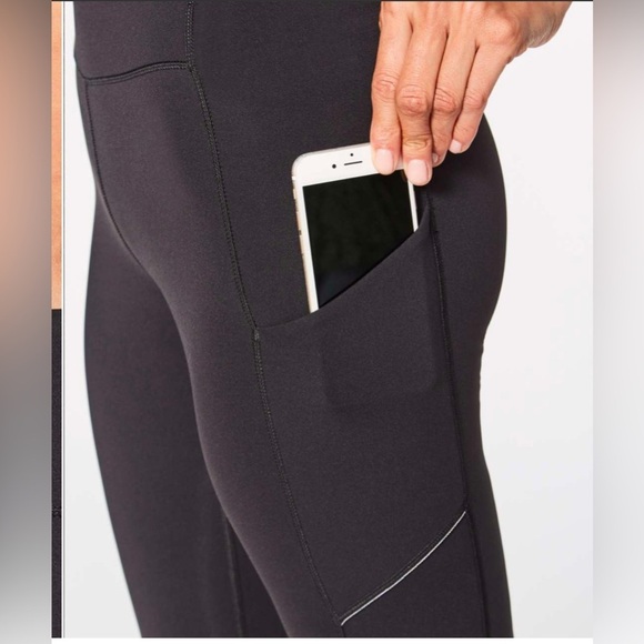 Lululemon Speed Up Crop Leggings 21” Black Side Pockets Mid Rise Size 2 Yoga - Picture 4 of 12